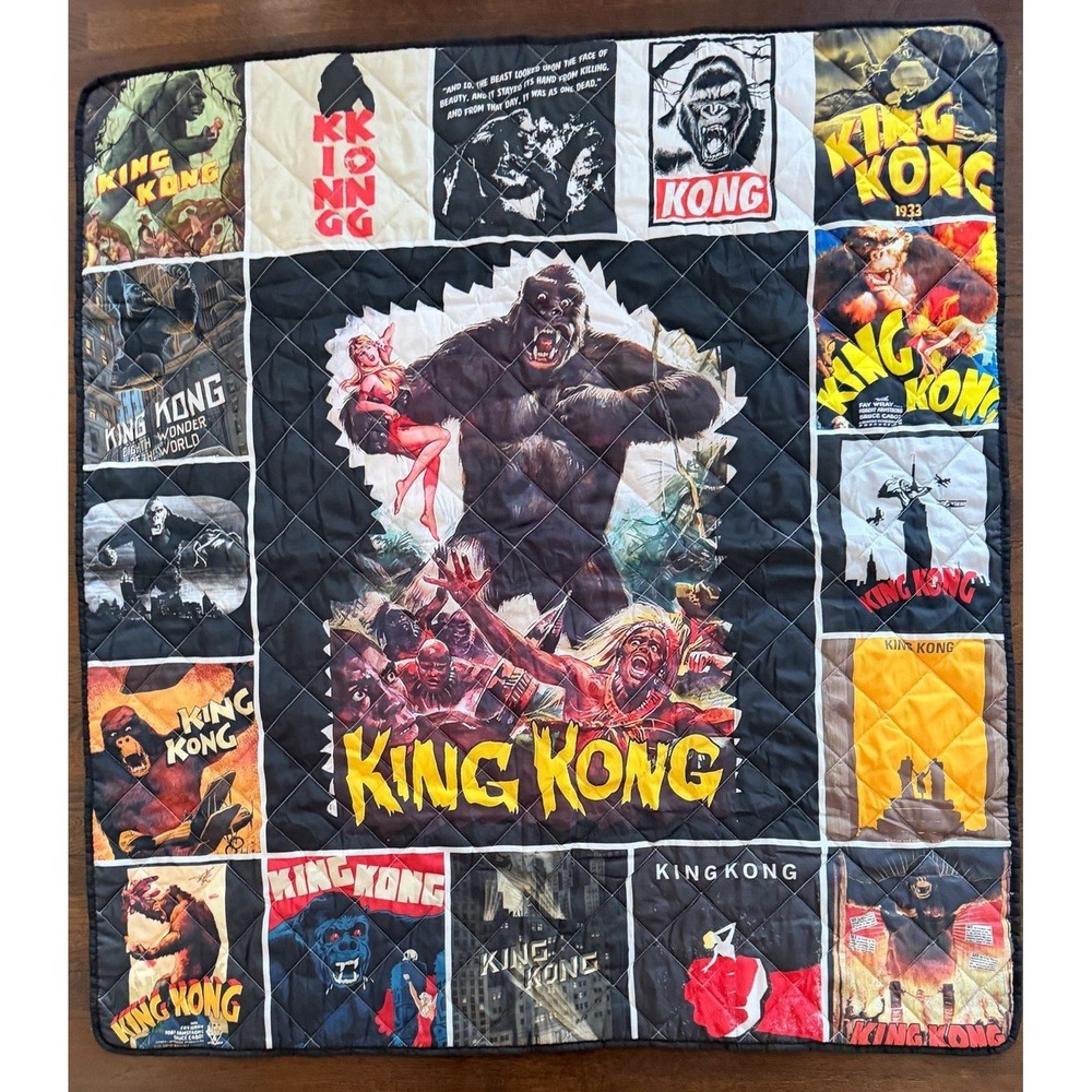 King Kong Movie Poster‎ Quilt Throw Blanket Quilted Panel Design 53" x 58"